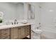 Bathroom featuring vanity, shower, and toilet at 3196 Mateuse St, Logandale, NV 89021