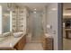 Modern bathroom featuring sleek vanity with dual sinks and a frameless glass shower at 3722 Las Vegas Blvd # 1712, Las Vegas, NV 89158