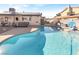 Backyard pool with hot tub and covered patio area at 5200 Valley Glen St, Las Vegas, NV 89119