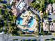 Stunning overhead view of the community pool showcasing ample seating, a jacuzzi, and tropical landscaping at 5698 Hoptree Dr # 1, Pahrump, NV 89061