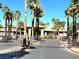 Gated entrance to the community with lush landscaping and mature palm trees at 9050 W Warm Springs Rd # 2016, Las Vegas, NV 89148