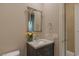 Stylish powder room with a modern vanity, sleek fixtures, and neutral decor at 2747 Paradise Rd # Ph 3604, Las Vegas, NV 89109