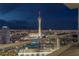 Balcony view showcases the iconic Las Vegas strip and surrounding cityscape at night, enhanced by clear glass railings at 2747 Paradise Rd # Ph 3604, Las Vegas, NV 89109