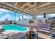 Covered patio with a relaxing view of the backyard pool at 4301 Fortune Ave, Las Vegas, NV 89107