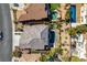 Aerial view of backyard with swimming pool and lush landscaping at 941 Armandito Dr, Las Vegas, NV 89138