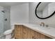 Bathroom featuring a glass shower, stylish vanity, and modern fixtures at 941 Armandito Dr, Las Vegas, NV 89138