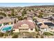 Aerial view showcases homes with pools and lush yards in a well-established neighborhood at 1 Ibis Ct, Henderson, NV 89052