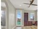 Bedroom featuring ceiling fan, recessed lighting and a view of the pool at 11354 Merado Peak Dr, Las Vegas, NV 89135