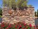 Beautiful stone signage welcomes residents and visitors to the Traccia community at 11354 Merado Peak Dr, Las Vegas, NV 89135