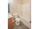 Bathroom featuring a shower/tub combo and oak vanity at 3236 Idaho Springs St, North Las Vegas, NV 89032