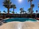 Private backyard featuring a sparkling pool surrounded by lush palm trees at 9361 Olympia Falls Ave, Las Vegas, NV 89149