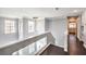 Upstairs hallway with modern lighting and an open view to the front door at 2340 Hunt Club St, Las Vegas, NV 89128