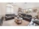 Comfortable living room with a fireplace, plush sofas, large windows, and plenty of natural light at 3901 W Red Coach Ave, North Las Vegas, NV 89031