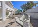 Backyard features staircase, retaining wall, and lush greenery at 736 N Kiel St, Henderson, NV 89015