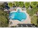 An overhead shot of a backyard pool, set in a meticulously landscaped yard at 7808 Foothill Ash Ave, Las Vegas, NV 89117
