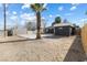 Wide backyard featuring mature palm trees, a concrete patio, and new fencing at 1417 Joshua Way, Las Vegas, NV 89101