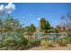 Picturesque pond with rock features and a waterfall surrounded by lush landscaping at 2204 Bay Thrush Way, North Las Vegas, NV 89084