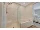 Stylish bathroom featuring a combined bathtub and shower with a glass screen at 25 Barbara Ln # 67, Las Vegas, NV 89183