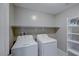 Laundry room with shelving and white appliances at 3026 Coveri Ct, Las Vegas, NV 89141