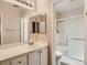 Full bathroom featuring a single sink vanity and a shower with sliding glass doors at 3516 Bryan Keith Ave, North Las Vegas, NV 89031