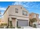 Charming two-story home featuring a well-manicured front yard and a two-car garage at 3681 Via Sonja Ave, Las Vegas, NV 89115