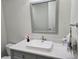 Stylish bathroom featuring a square sink, gray vanity, framed mirror, and modern fixtures at 4525 Dean Martin Dr # 503, Las Vegas, NV 89103