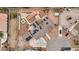 Aerial view of the backyard that includes an oversized driveway, bocce court and solar panels at 4625 W Robindale Rd, Las Vegas, NV 89139