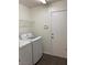 Bright laundry room with white appliances and shelving at 6425 W Haleh Ave, Las Vegas, NV 89141