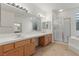 Bathroom featuring double sinks and a shower at 283 Parisian Springs Ct, Las Vegas, NV 89148