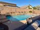 Sparkling pool surrounded by a beautifully paved patio and lush landscaping, offering a serene retreat at 4058 Helens Pouroff Ave, North Las Vegas, NV 89085