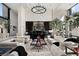 Bright living room with modern lighting, fireplace, comfortable seating, and stylish accents at 41 Crested Cloud Way, Las Vegas, NV 89135