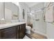 Bathroom featuring a walk-in shower, vanity with a sink, and modern fixtures at 4557 Bersaglio St, Las Vegas, NV 89135