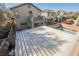 An aerial view looking down at the backyard and private pool at 3717 Moonshine Falls Ave, North Las Vegas, NV 89085