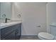 Powder room with dark vanity, grey countertop, and black hardware at 384 E Erin St # 3, Pahrump, NV 89048