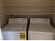 Convenient laundry area featuring washer and dryer hookups and shelving for storage at 1105 Sulphur Springs Ln # 102, Las Vegas, NV 89128