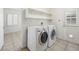 Convenient laundry room with a washer, dryer, and access to the backyard at 1139 5Th Pl, Las Vegas, NV 89104