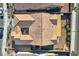 Aerial view of a single-story home featuring a courtyard and backyard patio area at 2345 Gondi Castle Ave, Henderson, NV 89044