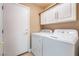 Functional laundry room features a side-by-side washer and dryer setup and wall-mounted cabinetry at 4033 Bliss Canyon Ct, Las Vegas, NV 89129