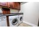 Convenient laundry area with granite counter and dark wood cabinets at 669 Oakmont Ave # 3709, Las Vegas, NV 89109