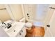 Bathroom with white vanity, tile floors, and shower/tub combo at 8216 Chimney Bluffs St, North Las Vegas, NV 89085