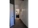 Hallway view leading to a bathroom with dark vanity and decor at 10553 Pine Pointe Ave # 201, Las Vegas, NV 89144