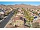 Overhead image of backyard pool and desert landscaping in a Gathering-friendly neighborhood at 192 Golden Crown Ave, Henderson, NV 89002