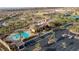 Aerial shot of a community center, showcasing a pool, recreational areas, and parking facilities within a residential area at 2737 Josephine Dr, Henderson, NV 89044