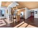 Contemporary kitchen featuring stainless steel appliances, island with bar seating, and unique ceiling design at 360 E Desert Inn Rd # 1903, Las Vegas, NV 89109