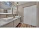 Modern bathroom featuring double sinks, white countertops, and sleek minimalist design at 3731 Spencer St, Las Vegas, NV 89119