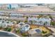 An aerial perspective displays the community layout and the solar panels installed on many of the homes at 3771 Bright Aquarius Ln, Henderson, NV 89052