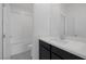 This bathroom features a sleek black vanity and tiled shower at 3771 Bright Aquarius Ln, Henderson, NV 89052