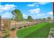 Expansive backyard with manicured lawn and decorative landscaping at 5095 E Long Leaf Ct, Pahrump, NV 89061