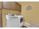 Bright laundry room with modern, front-load washer and dryer at 5095 E Long Leaf Ct, Pahrump, NV 89061