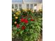 Lush landscaping includes red and yellow roses at 3938 E Russell Rd, Las Vegas, NV 89120